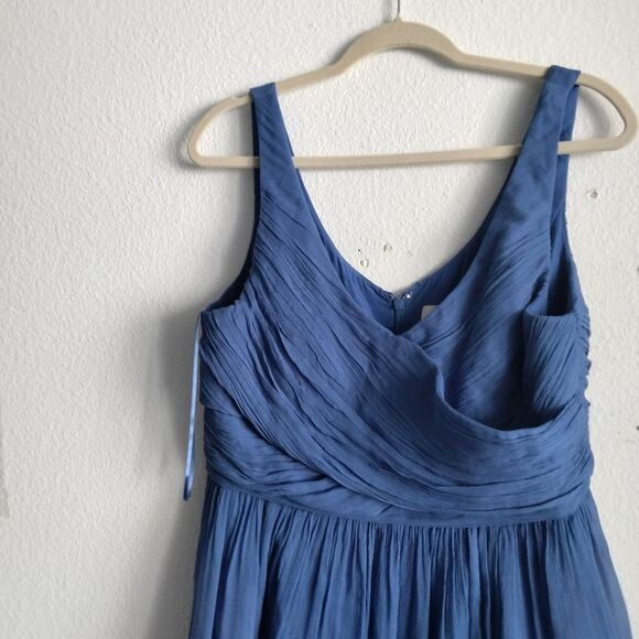 J. CREW Heidi Chiffon Blue Dress Size 16 - Picture 5 of 6